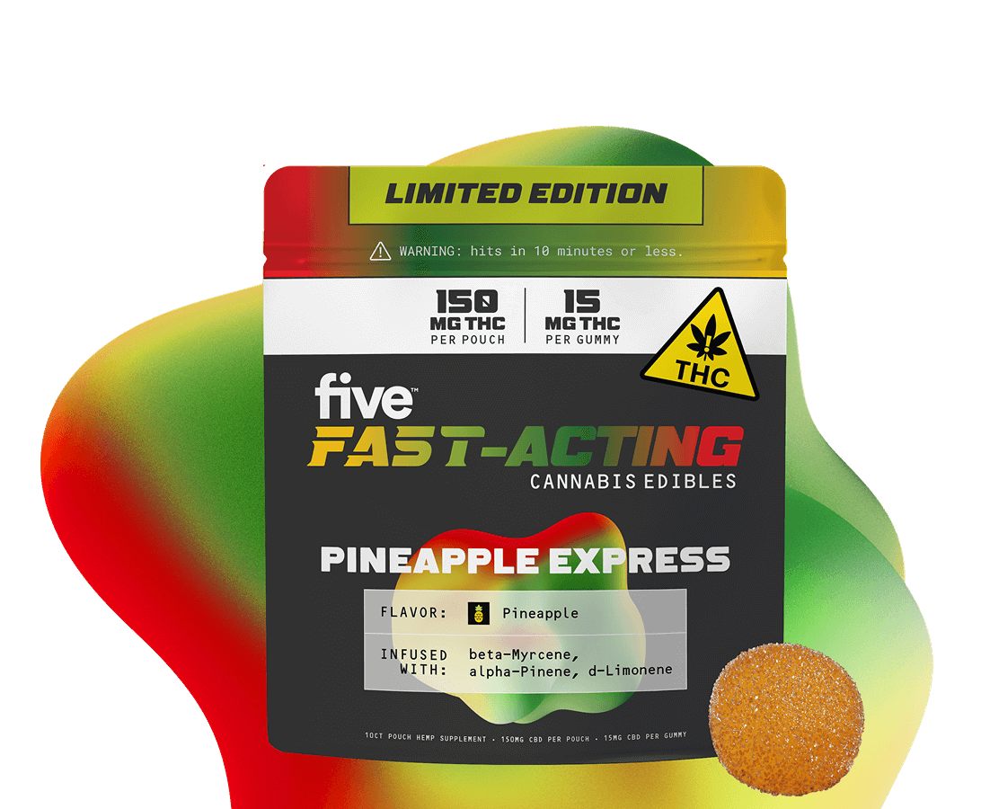 A pack of fast acting pineapple express gummies
