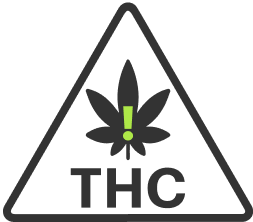 badge indicating there is THC in the product