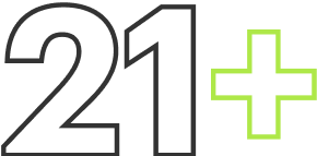 Badge with text 'for adults', '21+', and '21 or older' indicating age restriction and exclusivity