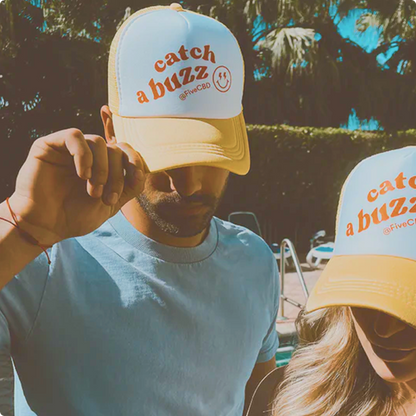 “catch a buzz” trucker hat